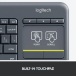 Logitech K400 Plus Wireless Touch TV Keyboard With Easy Media Control and Built-in Touchpad, HTPC Keyboard for PC-connected TV, Windows, Android, ChromeOS, Laptop, Tablet en/ar