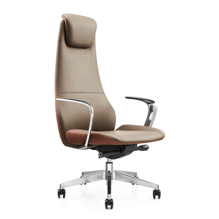 Leather Office Chair Caleb-H Executive Brown