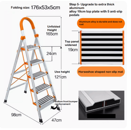 LADDER 5-STEP Aluminum alloy + orange