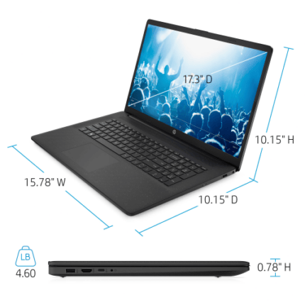 HP 17 Intel Core Ultra 5 ‑ 8GB RAM ‑ 256GB SSD NVMe ‑ Intel Graphics ‑ 17.3″ HD+ ‑ Win 11 Home ‑ Jet Black