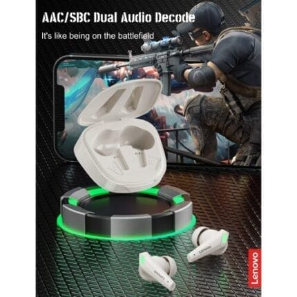 WHITE Lenovo TWS Wireless Bluetooth 5.1 Gaming Earbuds