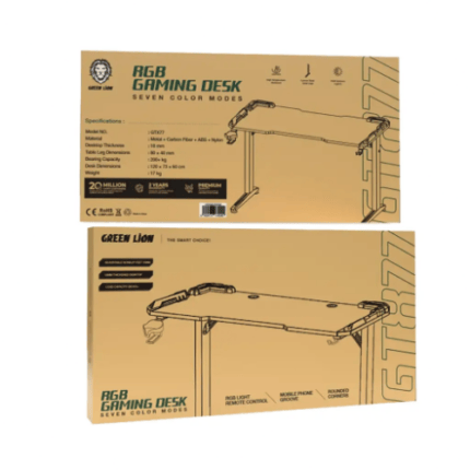 Green Lion RGB Gaming Desk - Black