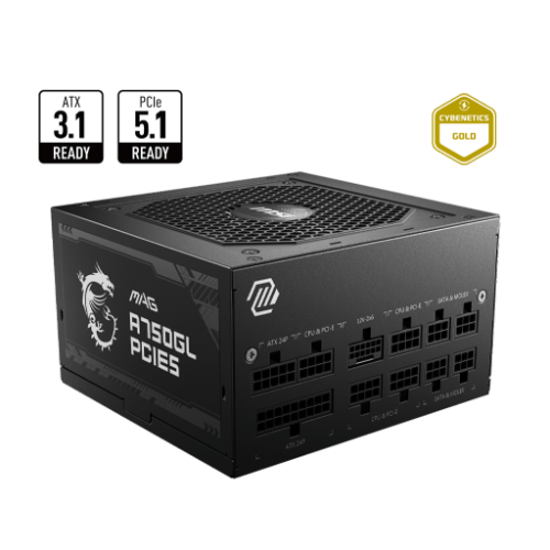MAGA750GLPCIE5 MSI MAG A750GL PCIE5 750W 80 Plus Modular Power Supply