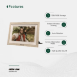 Green Lion Digital Picture Frame Touch Screen Display 10.1 Inch - Wooden