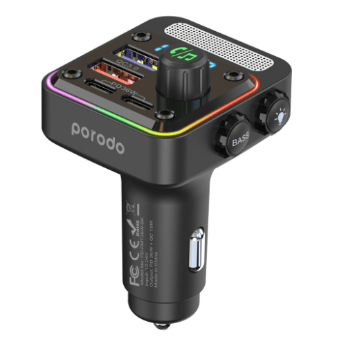 Porodo Quick-Charge FM Car Charger ( Dual USB-C & USB-A ) PD 36W Porodo Quick-Charge FM Car Charger ( Dual USB-C & USB-A ) PD 36W