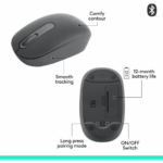 Logitech M196 Lightweight Bluetooth Wireless Optical Mouse Compact 3-Button Ambidextrous Mouse with Smooth Tracking Wireless Graphite