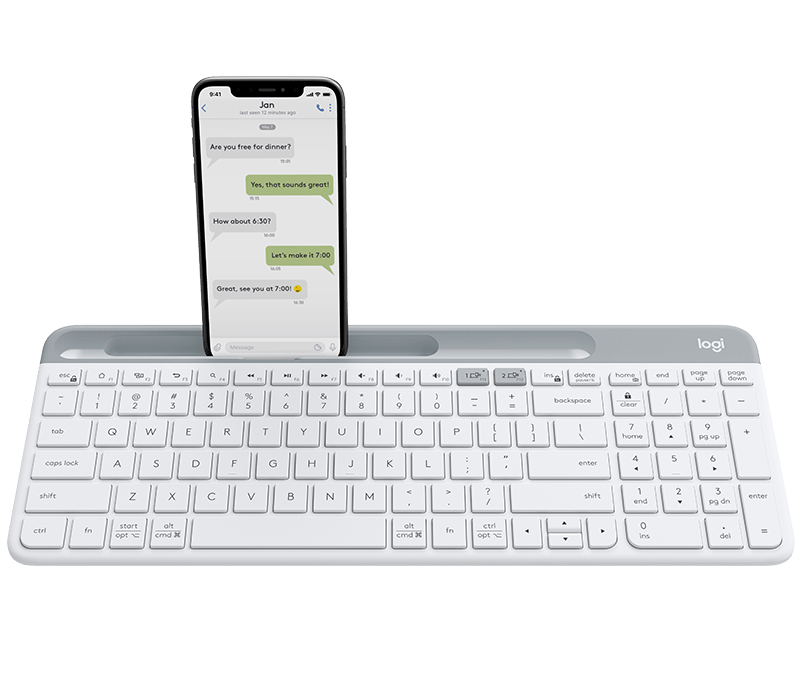 920-010581 Logitech K580 Slim Multi-Device Wireless Keyboard 10 Meter Operating Distance English-Arabic Layout White