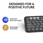 Logitech Pebble Keys 2 K380s Multi-Device Bluetooth Wireless Keyboard with Customizable Shortcuts Slim and Portable Tonal Graphite