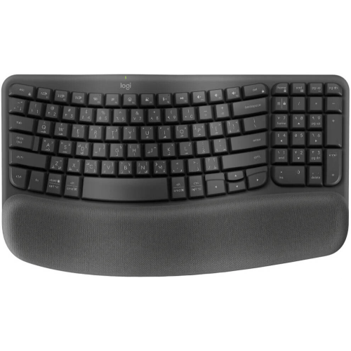 920-012312 Logitech Wave Keys Keyboard, Bluetooth / Logi Bolt Receiver Connectivity, Ergo-Certified, More Palm-Support, 3-Layers Memory Foam, 2x AAA Battery, English-Arabic Layout, Graphite
