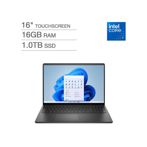 LDC16250-7278BLK-PUS Dell 16" FHD+ Touch Intel Core 7 150U 1.8 GHz up to 5.4 GHz 16GB DDR5 1TB M.2 PCIe NVMe SSD Intel Graphics Windows 11